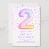 Regenboogballon Letter nummer twee verjaardag Kaart (Voorkant)