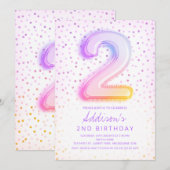 Regenboogballon Letter nummer twee verjaardag Kaart (Voorkant / Achterkant)