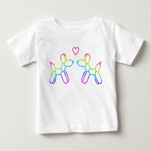 Regenboogballonhonden in Love Baby T-Shirt (Voorkant)