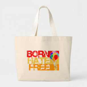 regenboogballonnen. geboren haat vrij. grote tote bag