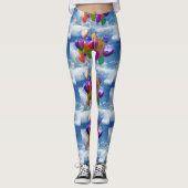 Regenboogballonnen in wolken leggings (Voorkant)