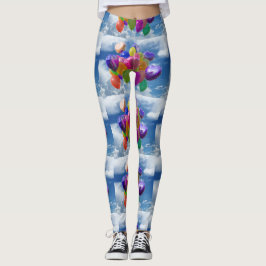 Regenboogballonnen in wolken leggings