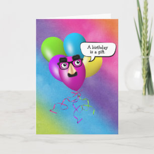 Regenboogballonnen met een oogbolkaart kaart