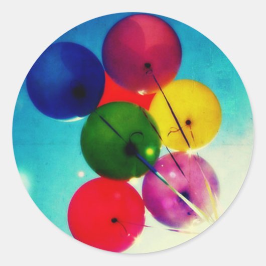 Regenboogballonnen Ronde Sticker (Voorkant)