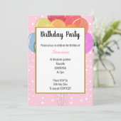 Regenboogballonnen Roze bubeldag Kaart (Staand voorkant)