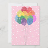 Regenboogballonnen Roze bubeldag Kaart (Achterkant)