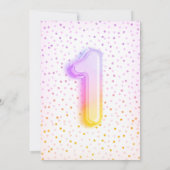 Regenboogballonnummer 1 eerste verjaardag kaart (Achterkant)