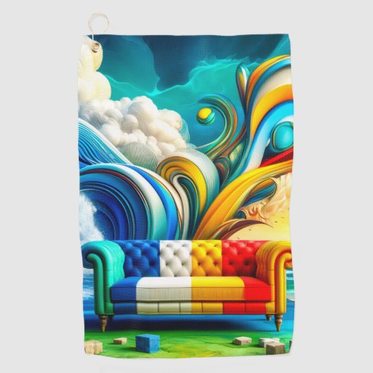 Regenboogbank Golfhanddoek (Voorkant)