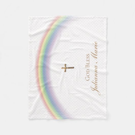 Regenboogbaptisme Cross Gold Crucifix Netting Fleece Deken (Voorkant)