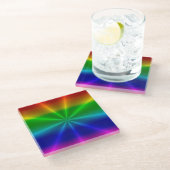 Regenboogbarst Glazen Onderzetter (Schuin)