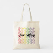 Regenboogbasketbal met naam tote bag (Achterkant)