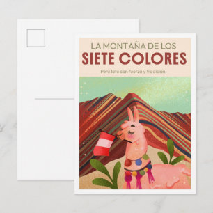 Regenboogberg Peru Kunst Vintage reis Briefkaart