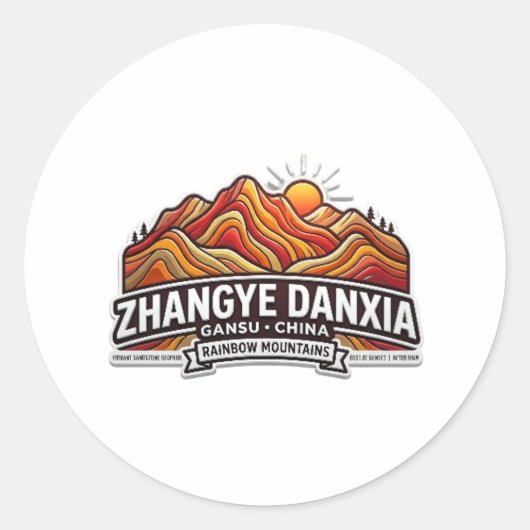 REGENBOOGBERGEN ZHANGYE DANXIA RONDE STICKER (Voorkant)