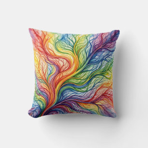 Regenboogblad Worpkussen – Watercolor Kunst Kussen