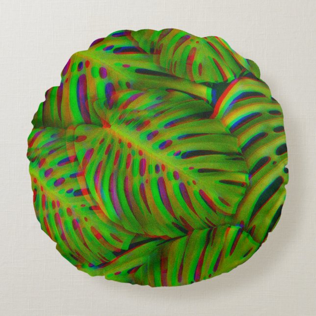 Regenboogbladeren Rond Kussen (Voorkant)