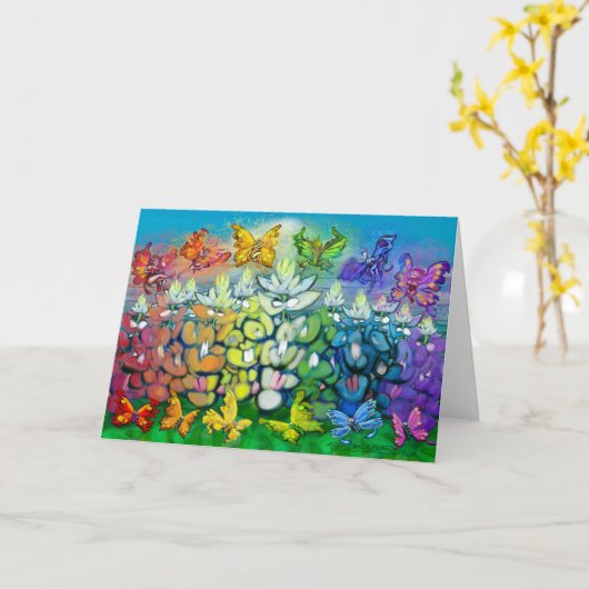 Regenboogblauwe Kaart (Gele Bloem)