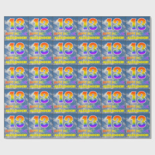 Regenboogblik "13" & "GELUKKIGE VERJAARDAG", Wolke Cadeaupapier