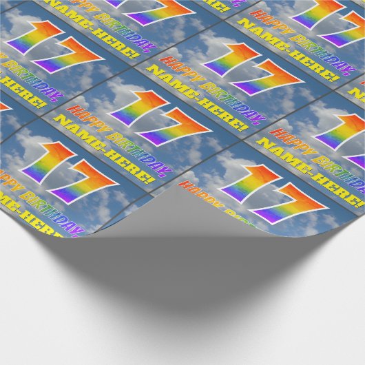 Regenboogblik "17" & "GELUKKIGE VERJAARDAG", Wolke Cadeaupapier (Hoek)