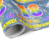 Regenboogblik "18" & "GELUKKIGE VERJAARDAG", Wolke Cadeaupapier (Rol Hoek)