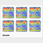 Regenboogblik "20" & "GELUKKIGE VERJAARDAG", Wolke Vierkante Sticker (Vel)