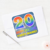 Regenboogblik "20" & "GELUKKIGE VERJAARDAG", Wolke Vierkante Sticker (Envelop)