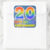 Regenboogblik "20" & "GELUKKIGE VERJAARDAG", Wolke Vierkante Sticker (Tas)