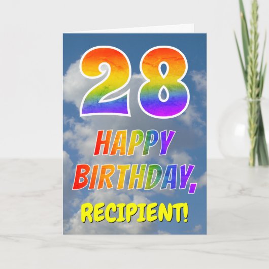 Regenboogblik "28" & "GELUKKIGE VERJAARDAG", Wolke Kaart (Voorkant)