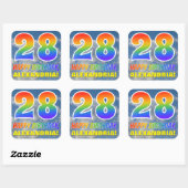 Regenboogblik "28" & "GELUKKIGE VERJAARDAG", Wolke Vierkante Sticker (Vel)
