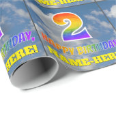 Regenboogblik "2" & "GELUKKIGE VERJAARDAG", Wolken Cadeaupapier (Rol Hoek)