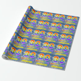 Regenboogblik "30" & "GELUKKIGE VERJAARDAG", Wolke Cadeaupapier