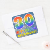 Regenboogblik "30" & "GELUKKIGE VERJAARDAG", Wolke Vierkante Sticker (Envelop)