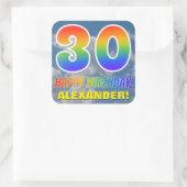 Regenboogblik "30" & "GELUKKIGE VERJAARDAG", Wolke Vierkante Sticker (Tas)