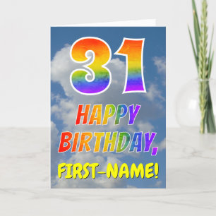 Regenboogblik "31" & "HAPPY BIRTHDAY", wolken, Sky Kaart
