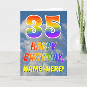 Regenboogblik "35" & "HAPPY BIRTHDAY", wolken, Sky Kaart