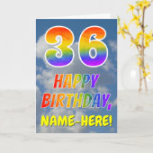 Regenboogblik "36" & "HAPPY BIRTHDAY", wolken, Sky Kaart (Gele Bloem)