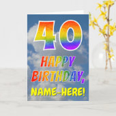 Regenboogblik "40" & "HAPPY BIRTHDAY", wolken, Sky Kaart (Gele Bloem)
