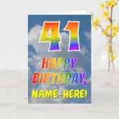 Regenboogblik "41" & "HAPPY BIRTHDAY", wolken, Sky Kaart (Gele Bloem)