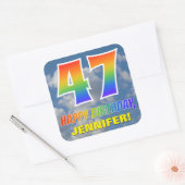 Regenboogblik "47" & "GELUKKIGE VERJAARDAG", Wolke Vierkante Sticker (Envelop)
