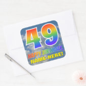 Regenboogblik "49" & "GELUKKIGE VERJAARDAG", Wolke Vierkante Sticker (Envelop)