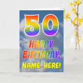 Regenboogblik "50" & "GELUKKIGE VERJAARDAG", Wolke Kaart (Gele Bloem)
