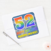 Regenboogblik "52" & "GELUKKIGE VERJAARDAG", Wolke Vierkante Sticker (Envelop)