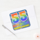 Regenboogblik "55" & "GELUKKIGE VERJAARDAG", Wolke Vierkante Sticker (Envelop)