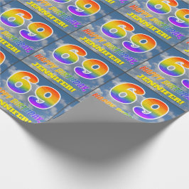 Regenboogblik "69" & "GELUKKIGE VERJAARDAG", Wolke Cadeaupapier