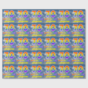 Regenboogblik "70" & "GELUKKIGE VERJAARDAG", Wolke Cadeaupapier