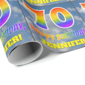 Regenboogblik "70" & "GELUKKIGE VERJAARDAG", Wolke Cadeaupapier (Rol Hoek)