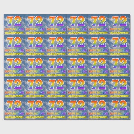 Regenboogblik "72" & "GELUKKIGE VERJAARDAG", Wolke Cadeaupapier (Vlak)