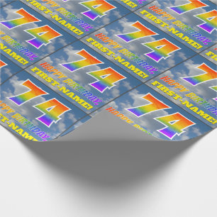 Regenboogblik "74" & "GELUKKIGE VERJAARDAG", Wolke Cadeaupapier