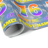 Regenboogblik "76" & "HAPPY BIRTHDAY", wolken, Sky Cadeaupapier (Rol Hoek)