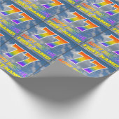 Regenboogblik "77" & "HAPPY BIRTHDAY", wolken, Sky Cadeaupapier (Hoek)