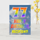 Regenboogblik "77" & "HAPPY BIRTHDAY", wolken, Sky Kaart (Gele Bloem)